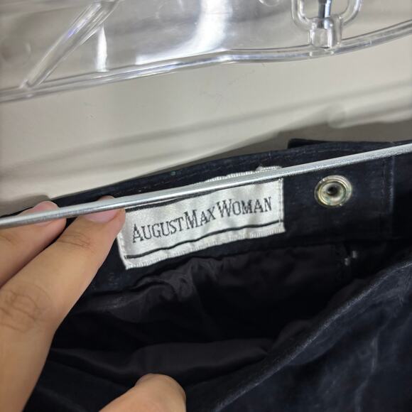 August Max Woman Black Leather Vintage Mini Skirt Sz 16 - Picture 4 of 10